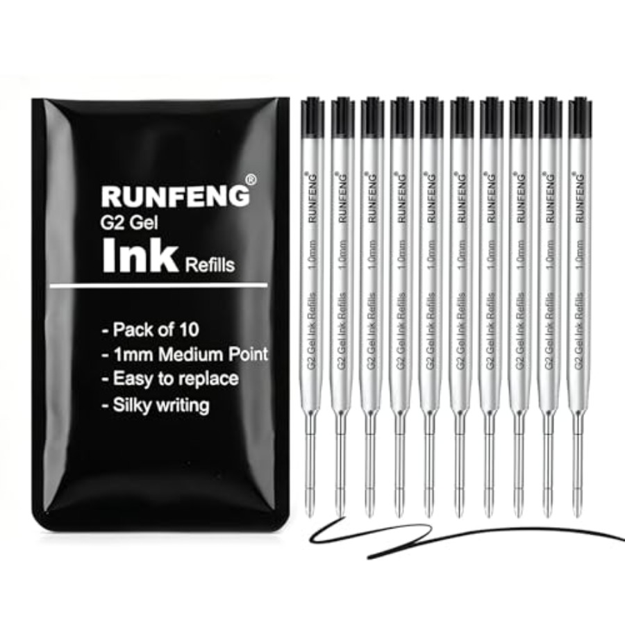 Gel Refill Pack - Pack of 10 Replaceable Ballpoint Pen
