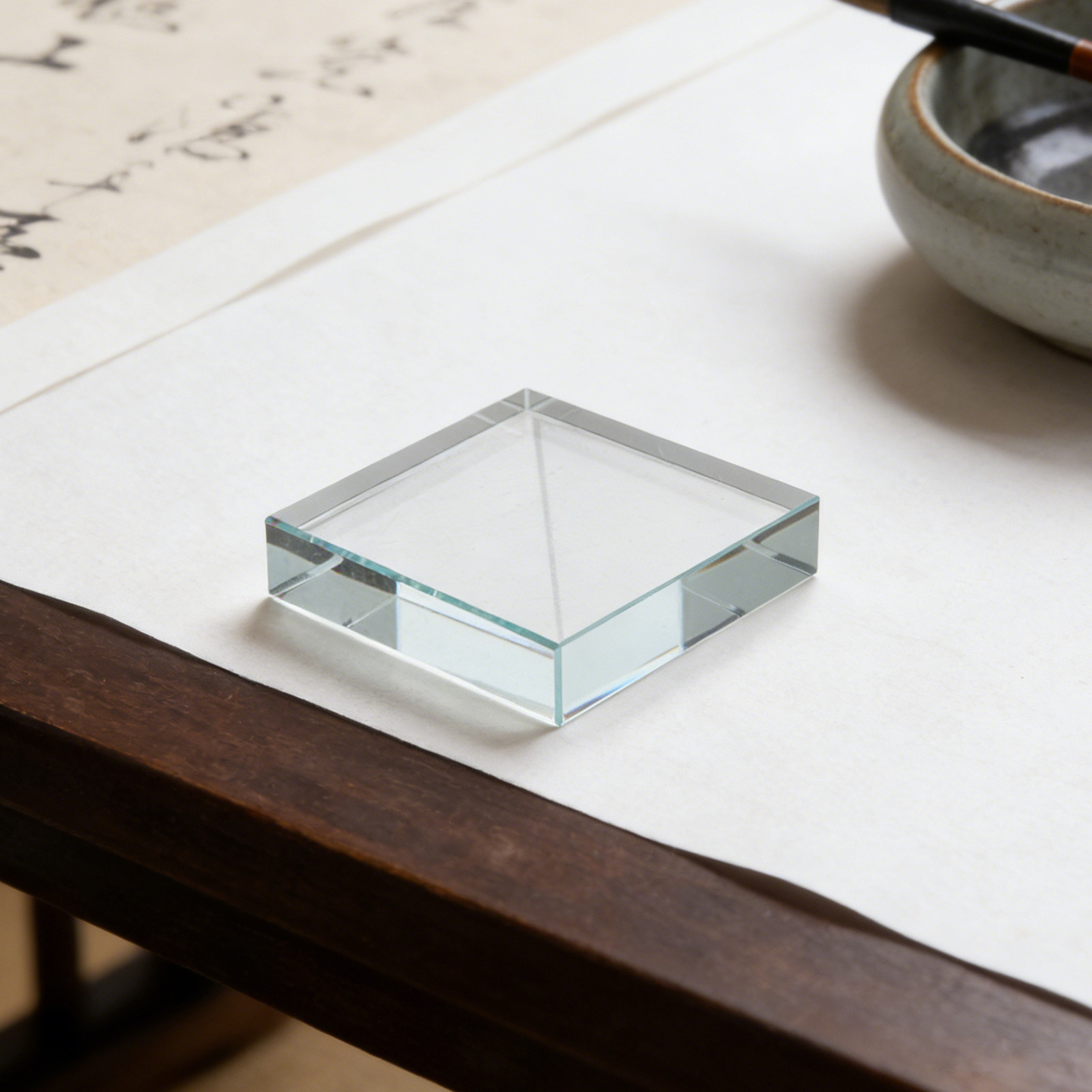 Paper Weight Crystal - Clear Glass Rectangle Paperweight Decorative Block