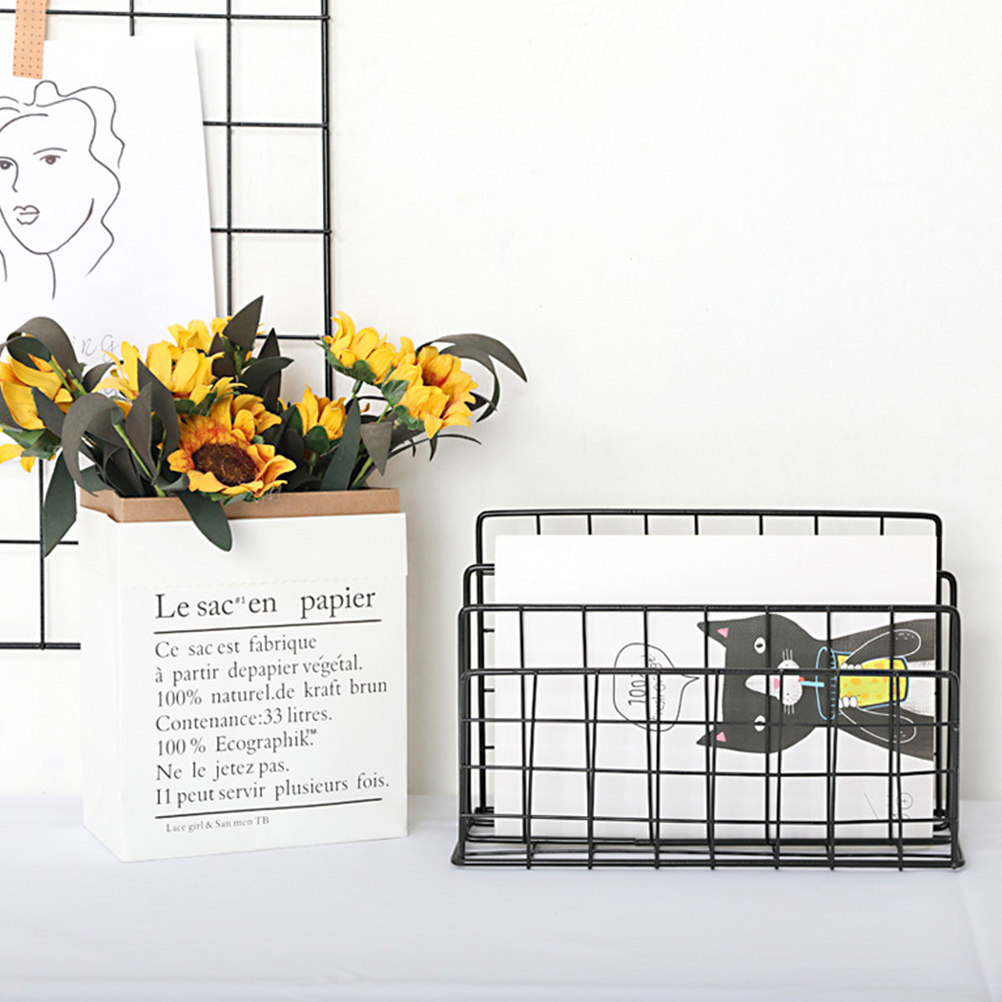 Magazine Holder Rack - Modern 3 Slot Mail Organizer Metal