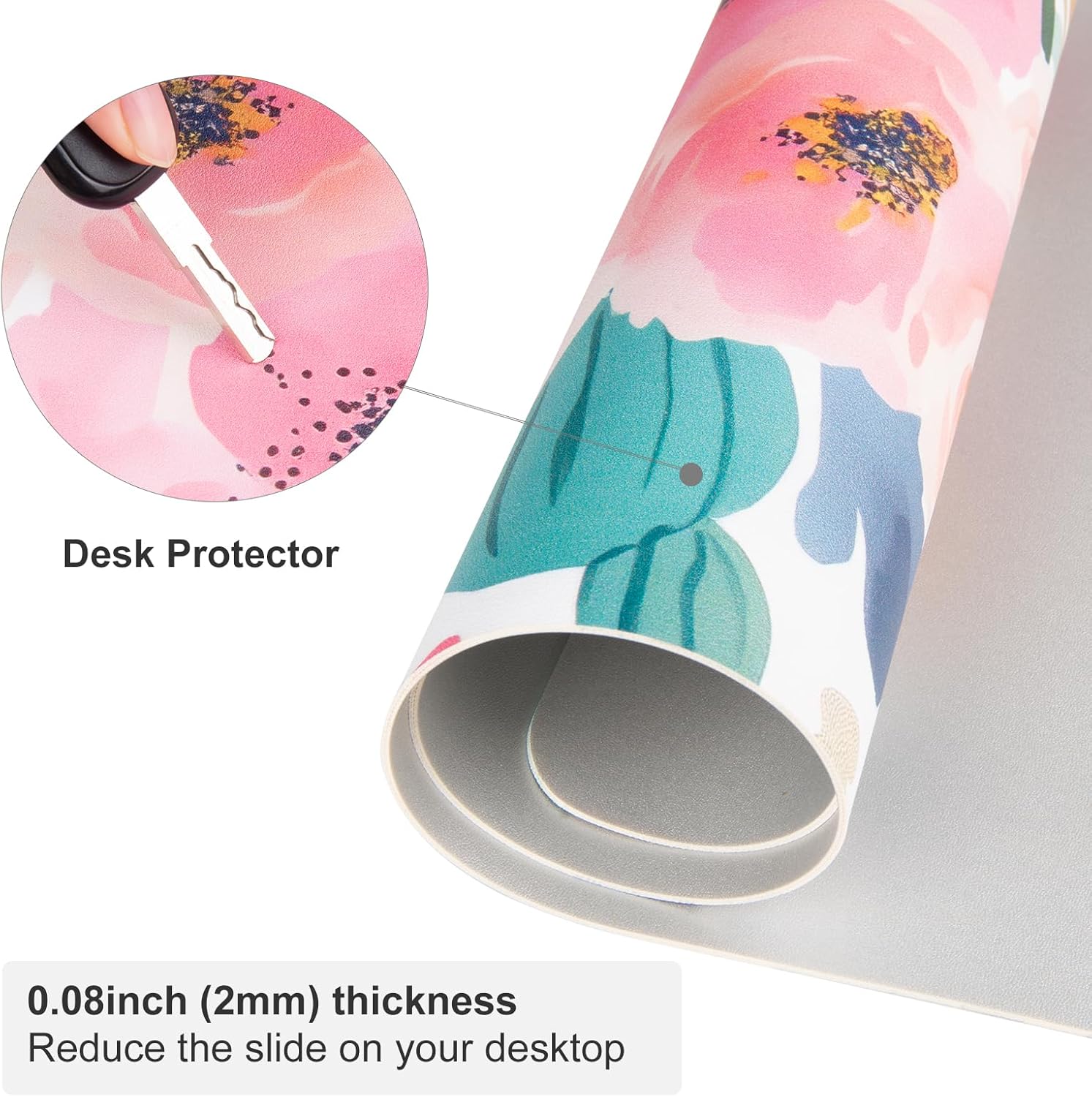 Large Mouse Pad Pink Floral De - Leather Desk Pad 리뷰 및 가격