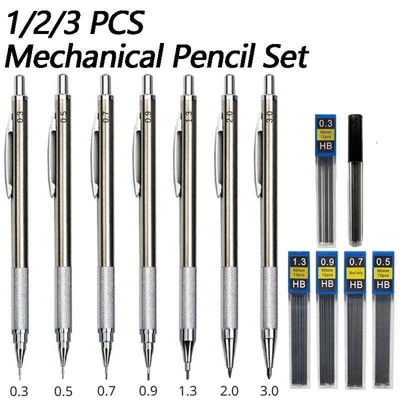 1/2/3 PCS Metal Drawing Pencil - Mechanical Pencil 0.3 리뷰 및 가격